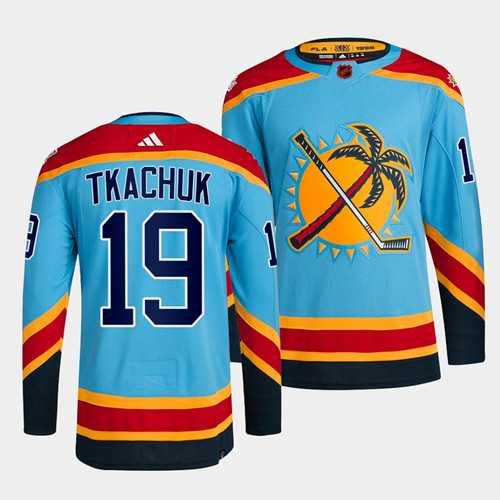 Men%27s Florida Panthers #19 Matthew Tkachuk Blue 2022 Reverse Retro Stitched Jersey Dzhi->los angeles kings->NHL Jersey